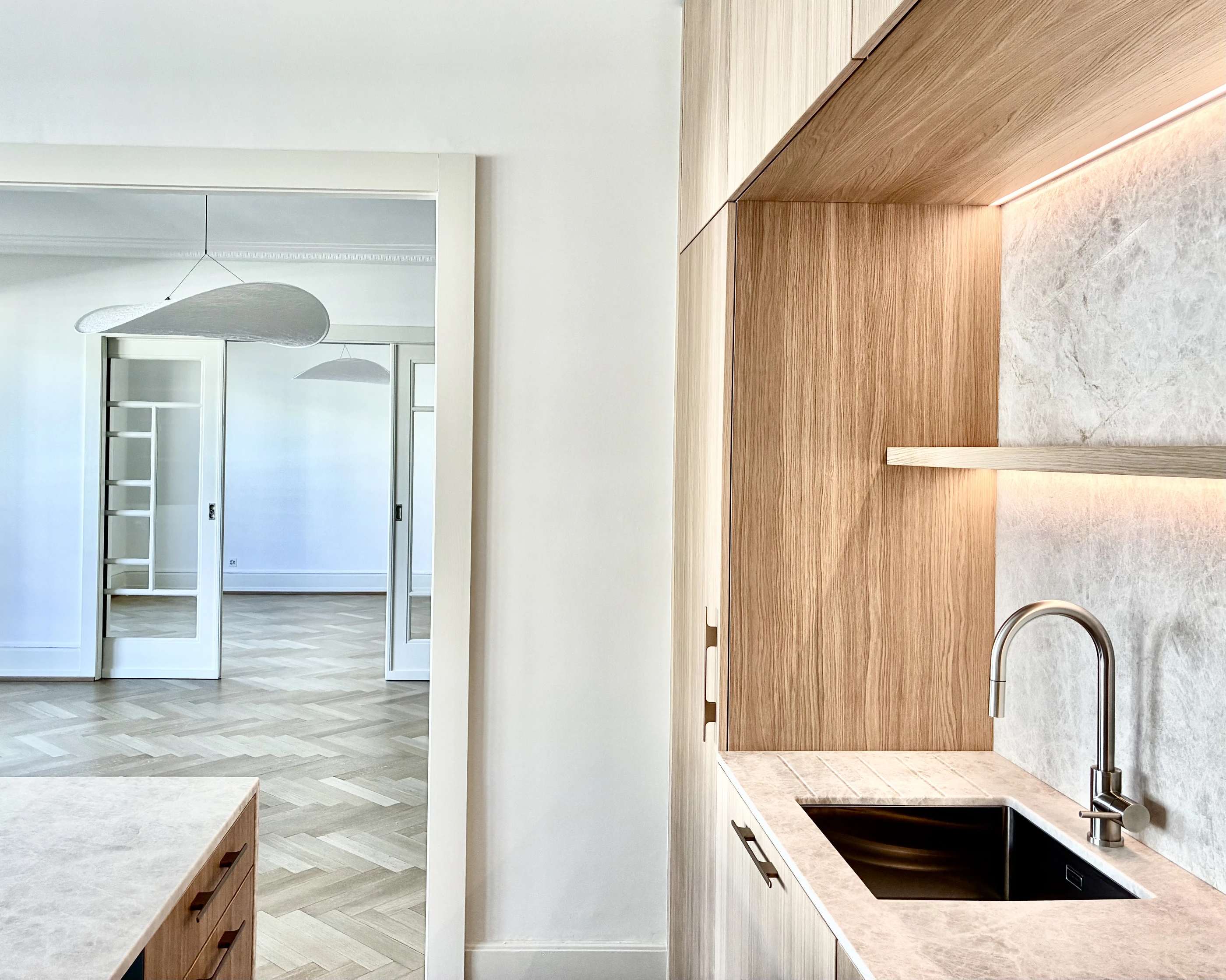 Cuisine sur mesure réalisée par l’Atelier des Rocailles à Champel